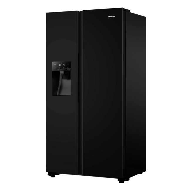 Hisense RS694N4TBE 91CM Black American Style Frost Free Fridge Freezer with Non Plumbed Water and Ice Dispenser
