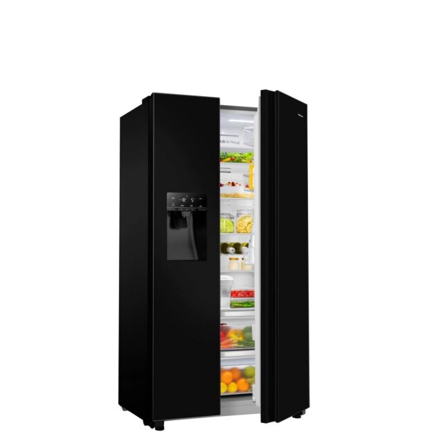 Hisense RS694N4TBE 91CM Black American Style Frost Free Fridge Freezer with Non Plumbed Water and Ice Dispenser