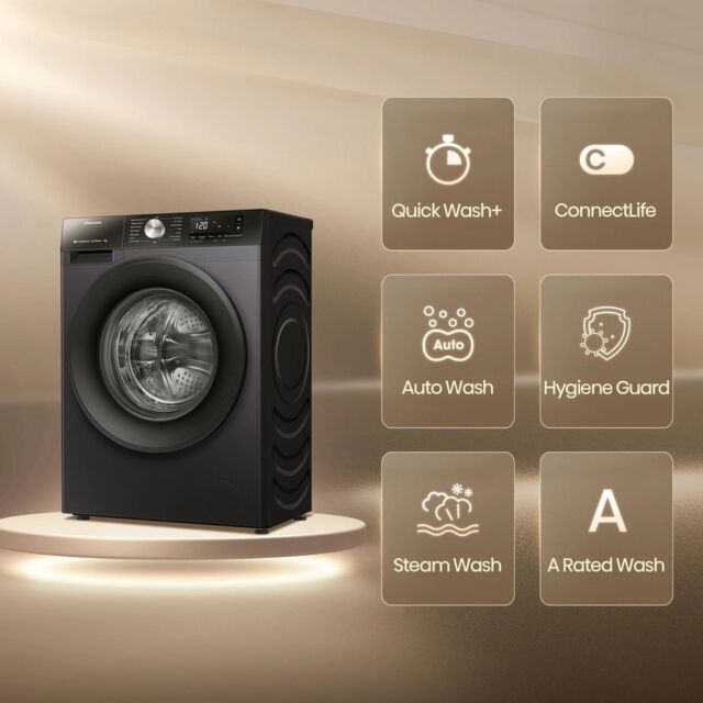 Hisense WF3S8043BB3 Black 8Kg/ 1400 Rpm Washing Machine