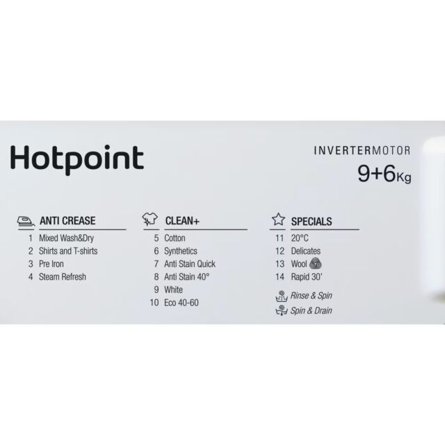 Hotpoint BIWDHG961485 Built In Washer Dryer -9Kg Wash/6Kg Dry 1400Rpm
