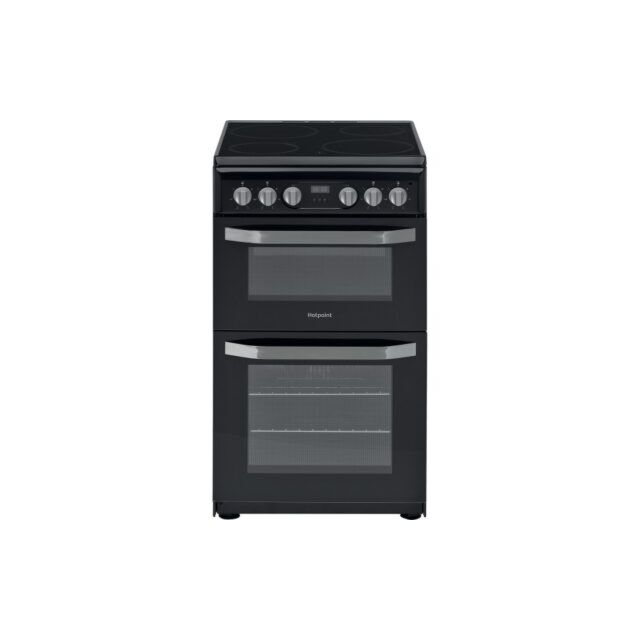 Hotpoint HD5V93CCB 50Cm Electric Double Oven 62L Fan Main Oven, 33L Top