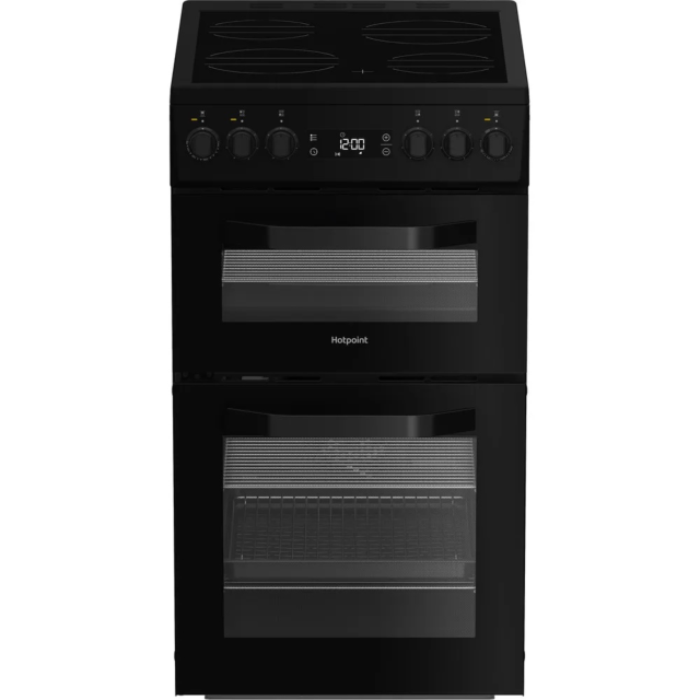 Hotpoint HDE5VDCB Black 50Cm Double Oven Electric Cooker With Ceramic Hob