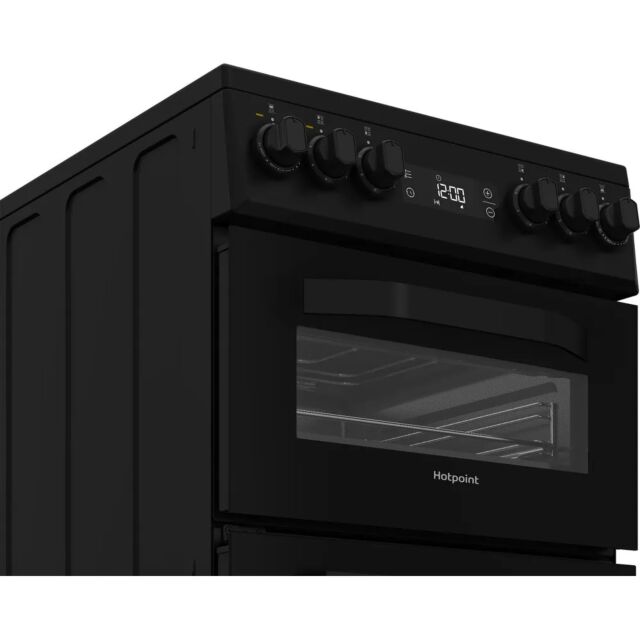 Hotpoint HDE5VDCB Black 50Cm Double Oven Electric Cooker With Ceramic Hob