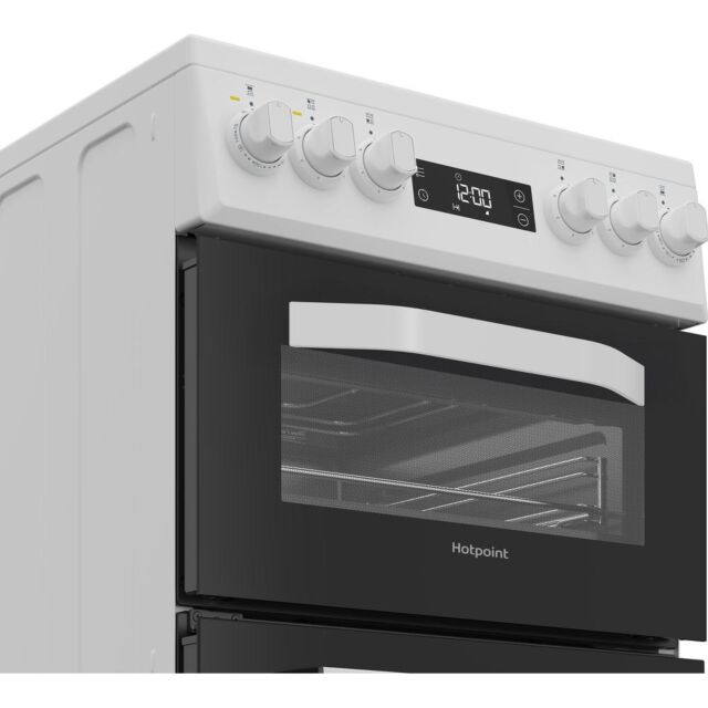 Hotpoint HDE5VDCW White 50Cm Double Oven Electric Cooker With Ceramic Hob
