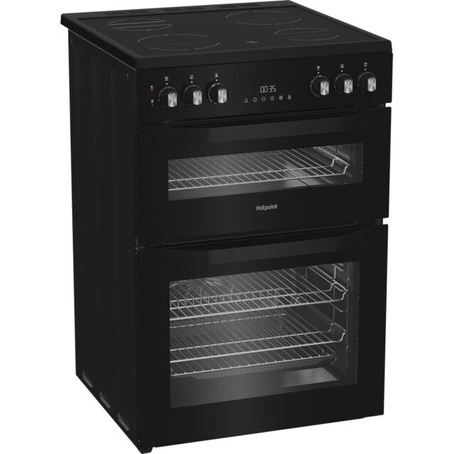 Hotpoint HDE6VDB1 Black 60Cm Electric Double Oven Cooker