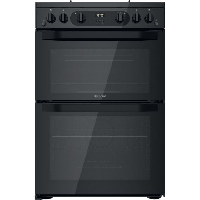 Hotpoint HDM67G0CMB Black 60Cm Gas Double Oven Cooker With Lpg Jets