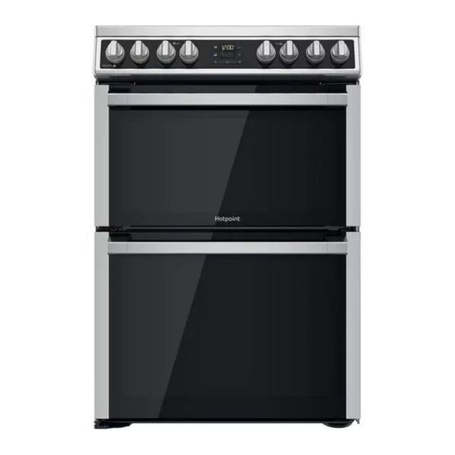 Hotpoint HDM67V8D2CX Inox 60Cm Wide Double Fan Oven Electric Cooker