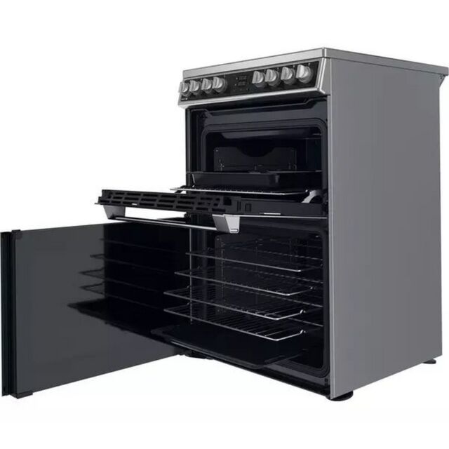 Hotpoint HDM67V8D2CX Inox 60Cm Wide Double Fan Oven Electric Cooker
