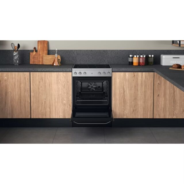 Hotpoint HS67V5KHX Inox 60Cm Wide Single Oven Electric Cooker