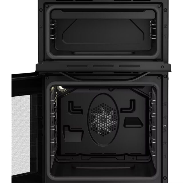 Hotpoint HTE5VCB Black 50Cm Wide Twin Cavity Electric Cooker With Ceramic Hob