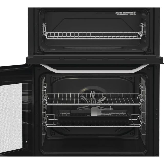 Hotpoint HTE6VDCW White 60Cm Wide Twin Cavity Electric Cooker With Ceramic Hob