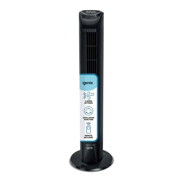 Igenix DF0035TBL Black 29inch Tower Fan With Timer