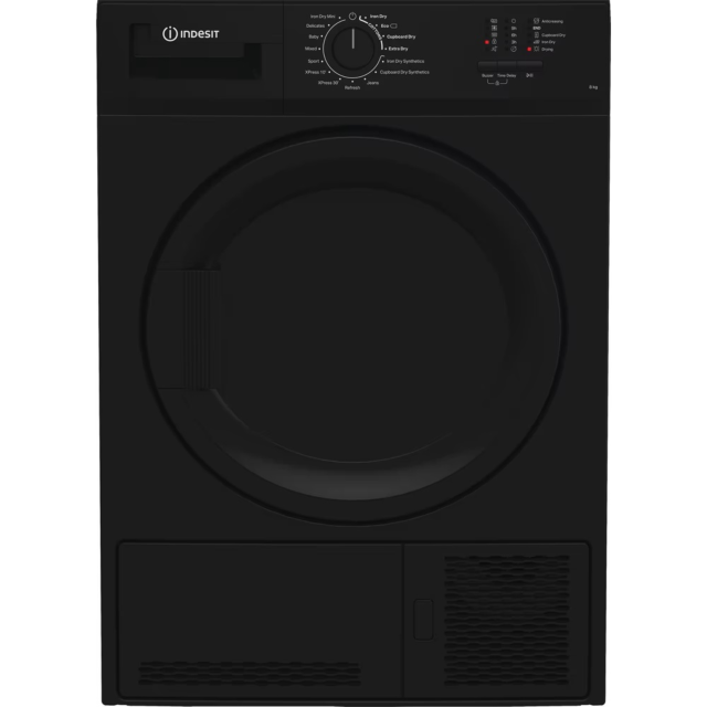 Indesit CYDC82BBGLUK Black 8Kg Condenser Tumble Dryer With Sensor Dry