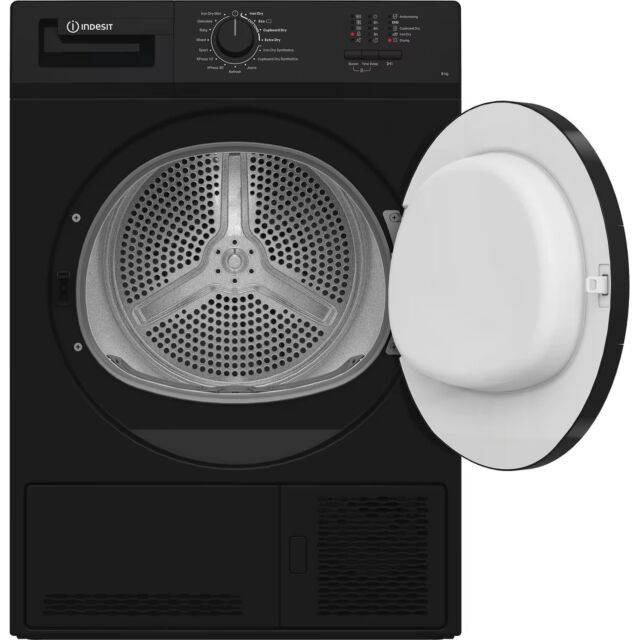 Indesit CYDC82BBGLUK Black 8Kg Condenser Tumble Dryer With Sensor Dry