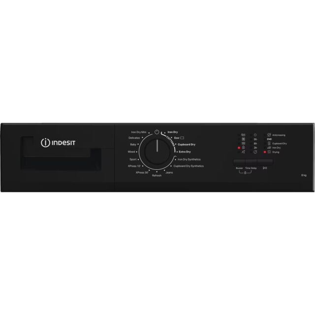 Indesit CYDC82BBGLUK Black 8Kg Condenser Tumble Dryer With Sensor Dry