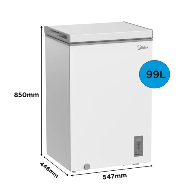 Midea MDRC154FZE01 White 54.7Cm Wide Chest Freezer -99L