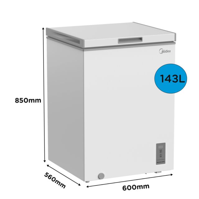Midea MDRC211FZE01 White 60Cm Wide Chest Freezer -143L