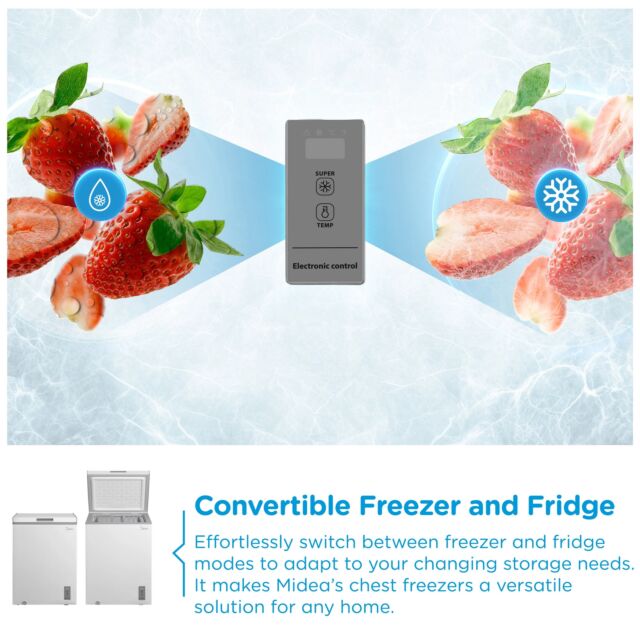 Midea MDRC211FZE01 White 60Cm Wide Chest Freezer -143L