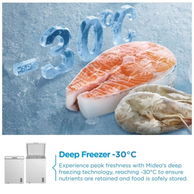 Midea MDRC211FZE01 White 60Cm Wide Chest Freezer -143L