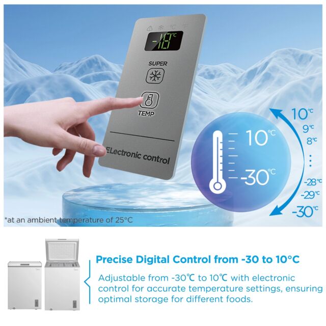 Midea MDRC211FZE01 White 60Cm Wide Chest Freezer -143L