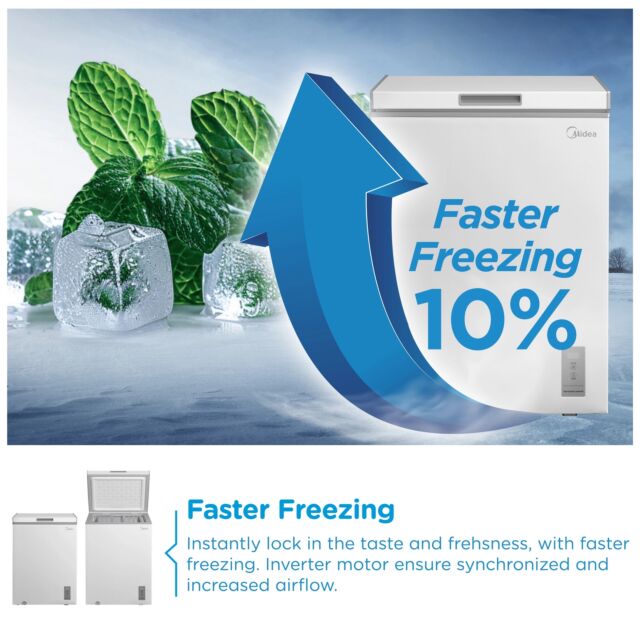 Midea MDRC211FZE01 White 60Cm Wide Chest Freezer -143L