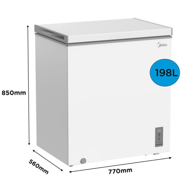 Midea MDRC284FZE01 White 77Cm Wide Chest Freezer - 198L