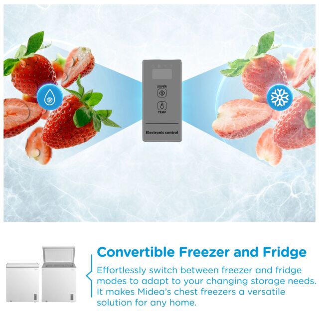 Midea MDRC284FZE01 White 77Cm Wide Chest Freezer - 198L