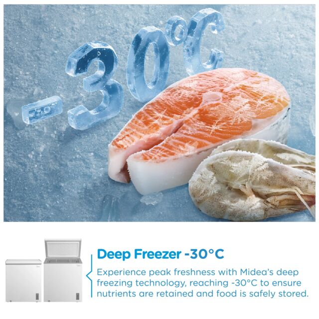 Midea MDRC284FZE01 White 77Cm Wide Chest Freezer - 198L