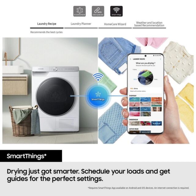 Samsung DV90CGC0A0ABEU Black Series 5 Optimal Dry 9Kg Smart Heat Pump Tumble Dryer