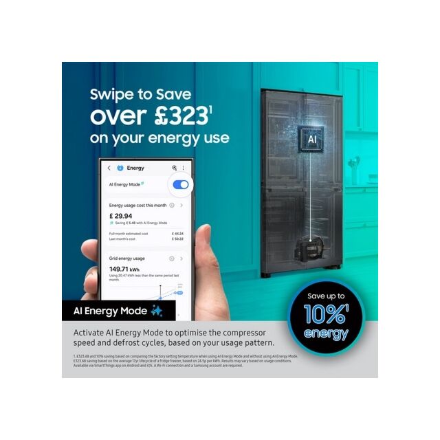 Samsung RS70F64KEFEU Black 91Cm Wide Side By Side Fridge Freezer With Plumbed Water & Ice Dispenser