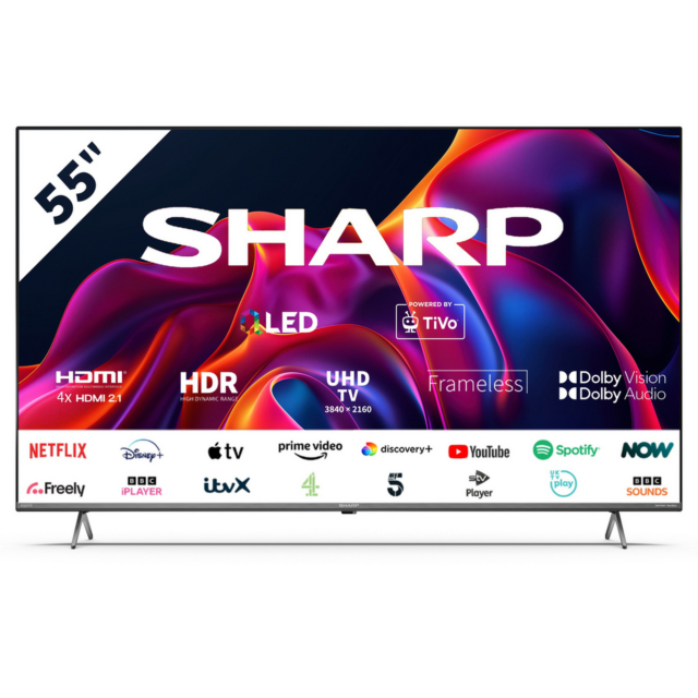 Sharp 4T-C55GM6141KB 55inch 4K Uhd Quantum Dot Frameless TiVo Smart Television