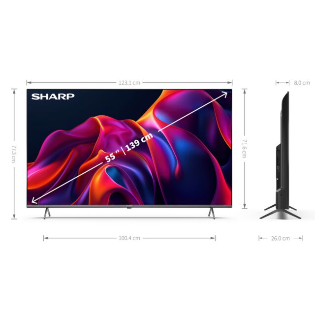 Sharp 4T-C55GM6141KB 55inch 4K Uhd Quantum Dot Frameless TiVo Smart Television
