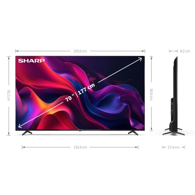 Sharp 4T-C70GK4245KB 70inch 4K Uhd Frameless TiVo Smart Television With Freely