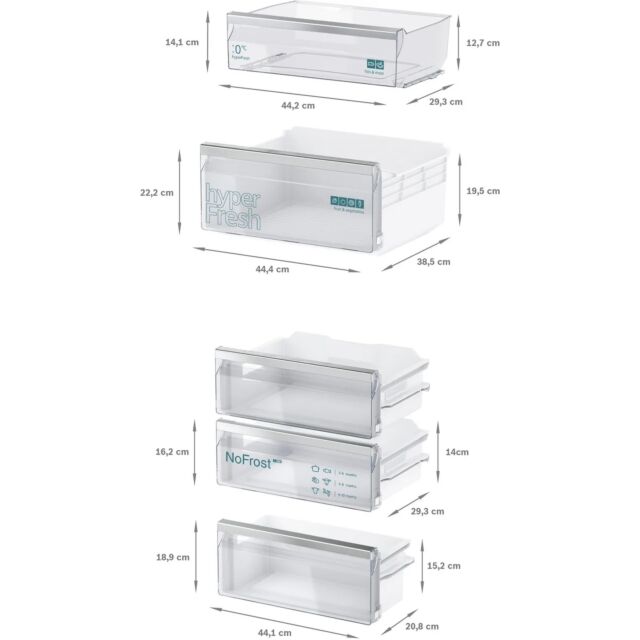 Siemens KI86NVFE0G Iq300 Built In FROST FREE Fridge Freezer 60/40 SPLIT With Flat Hinge
