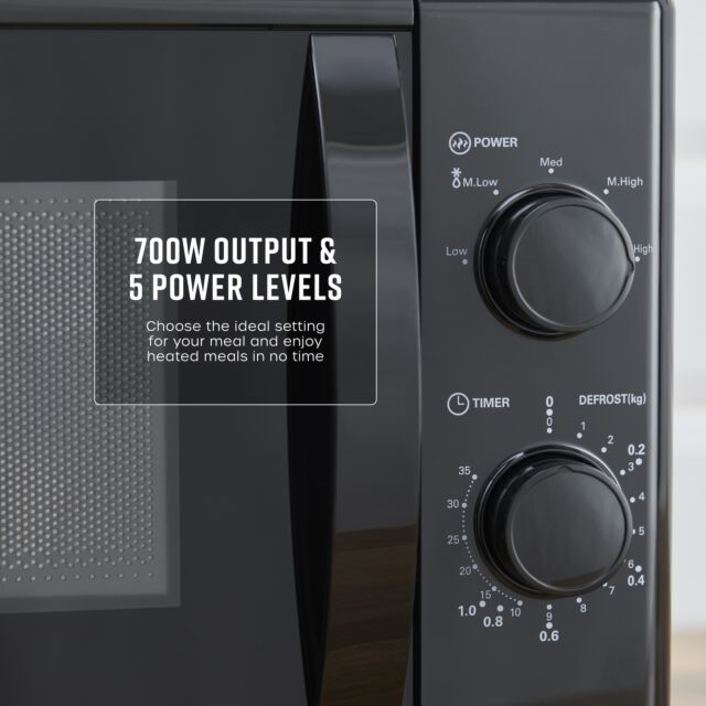 Swan SM4420BLK Black 20L 700W Manual Microwave