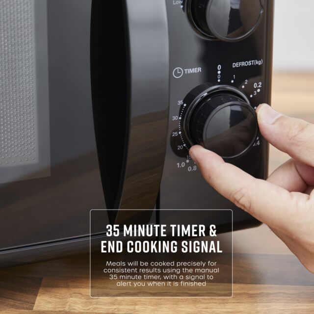 Swan SM4420BLK Black 20L 700W Manual Microwave