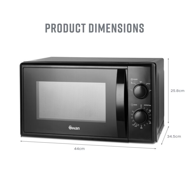 Swan SM4420BLK Black 20L 700W Manual Microwave