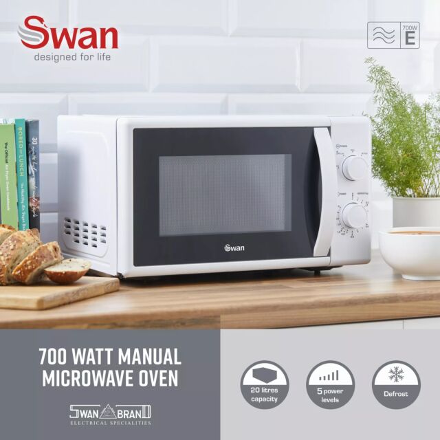 Swan SM4420WHT White 20L/700W Manual Microwave