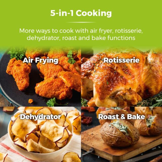 Tower T17051BLK Vortx Xl 14.5L 5 In 1 Digital Air Fryer Oven With Rotisserie