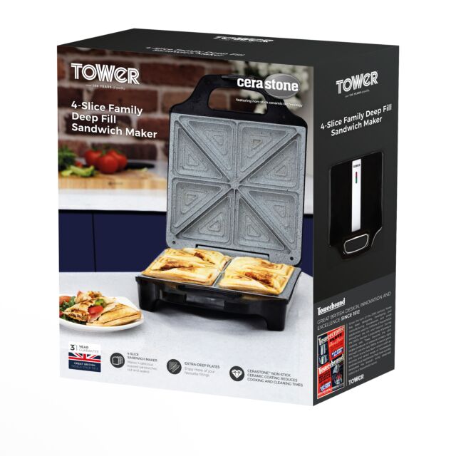 Tower Cerastone 4 Slice Deep Fill Sandwich Maker