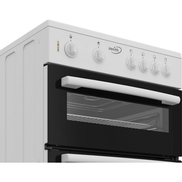 Zenith ZE605W White 60Cm Twin Cavity Electric Cooker With Ceramic Hob