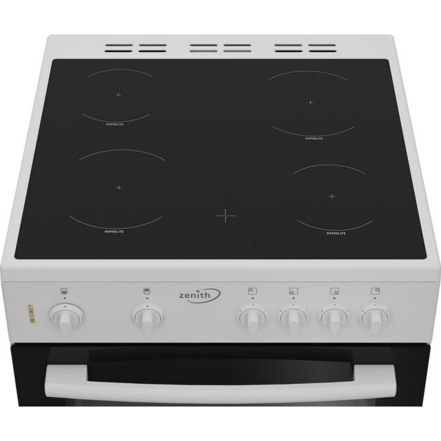 Zenith ZE605W White 60Cm Twin Cavity Electric Cooker With Ceramic Hob