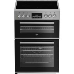 Beko EDC6731S Silver 60Cm Double Oven Electric Cooker With Vitroceramic Hob