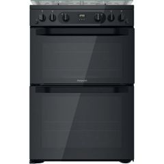 Hotpoint HDM67G0CCB Black 60Cm Gas Double Oven Cooker